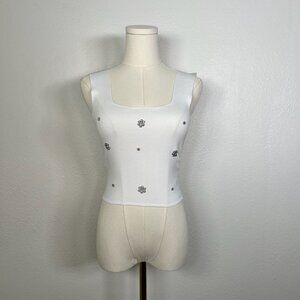 Galita White Tank with Jewels - One Size